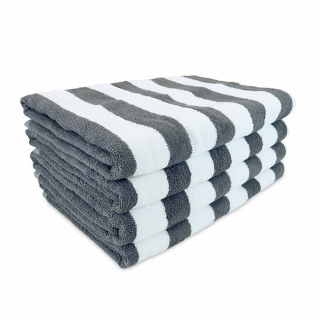 MONARCH BRANDS Cali Cabana Towels - Gray, 4PK P-CALICABANA-GRY